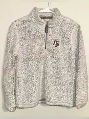 A&M Kids Sherpa Pullover - White Gray with Logo